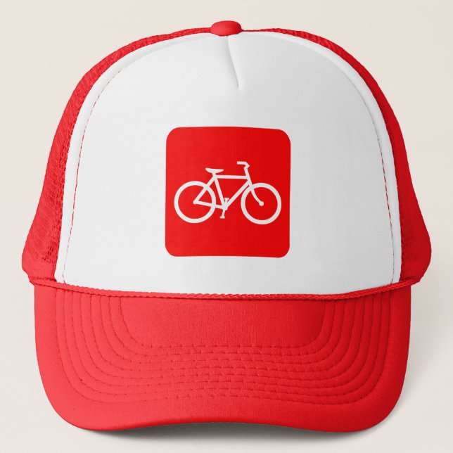 Bicycle Sign - Red Trucker Hat (Front)