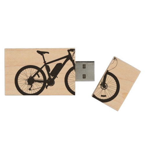 Bicycle Silhouette Wood USB Flash Drive