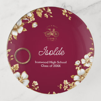Bicycle Sport Gold Graduation Custom Name Personal Trinket Tray