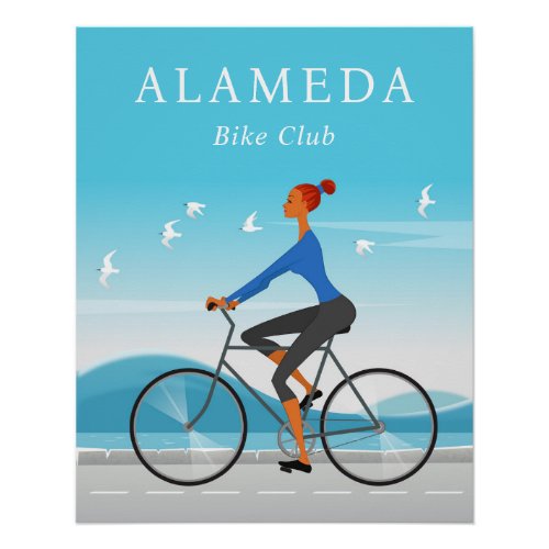 Bicycle Sport Woman Biking Bike Girl Sea Shore Poster