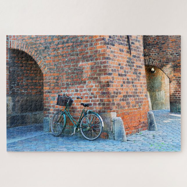 Bicycle, St. Nicholas Church, Copenhagen, Denmark Jigsaw Puzzle (Horizontal)