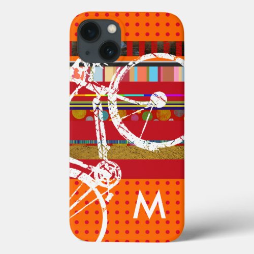 Bicycle stripes and custom initial iPhone 13 case