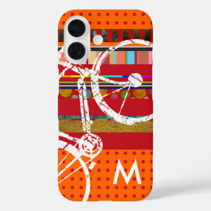Bicycle, stripes and custom initial iPhone 16 case