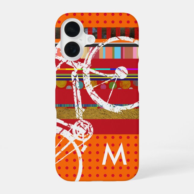 Bicycle, stripes and custom initial iphone case (Back)