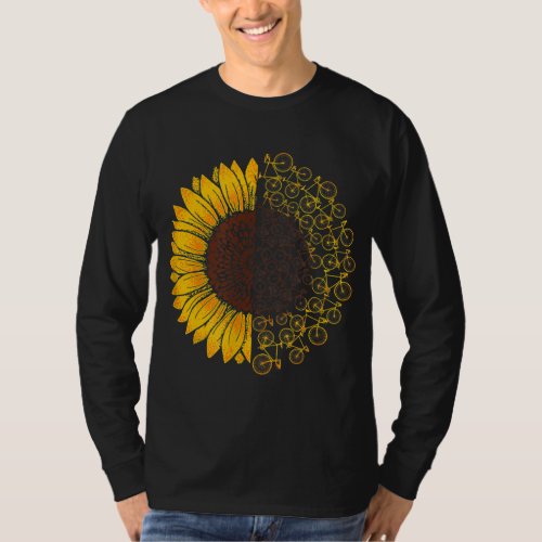 Bicycle Sunflower Bike Lover Biking Cycle Gift T_Shirt