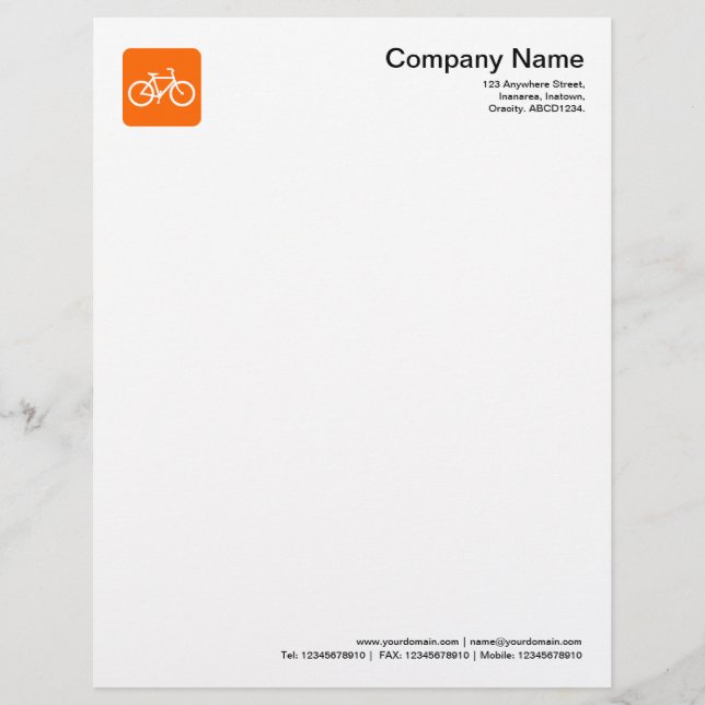 Bicycle Symbol - Orange Letterhead (Front)