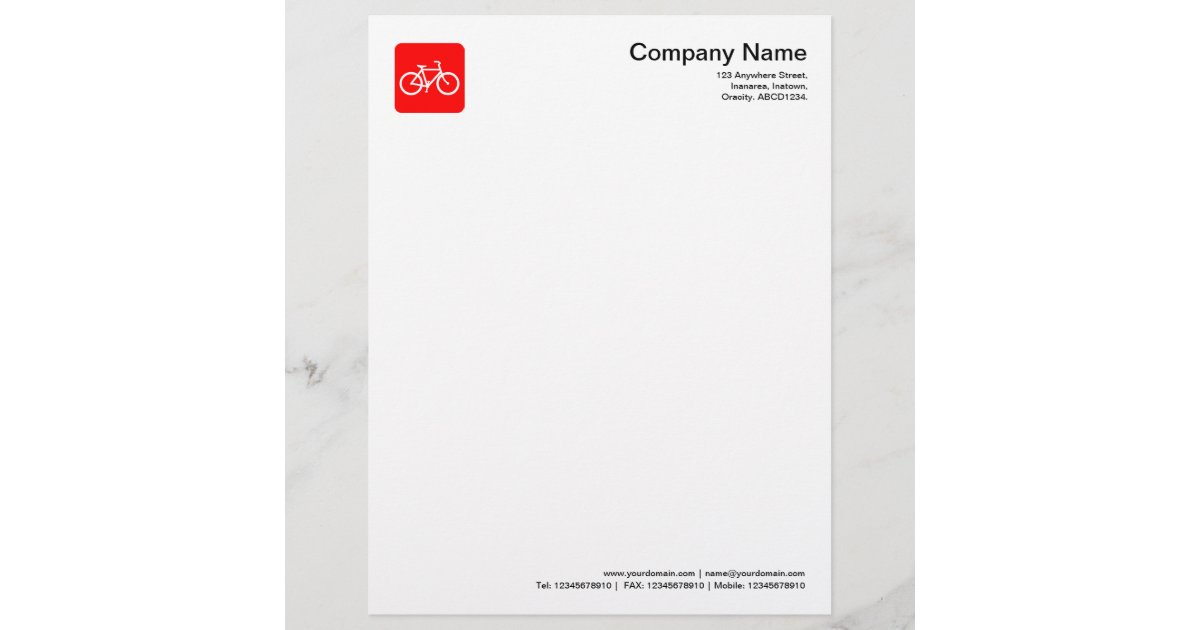 Feeff Bicycle Symbol - Red Letterhead | Zazzle