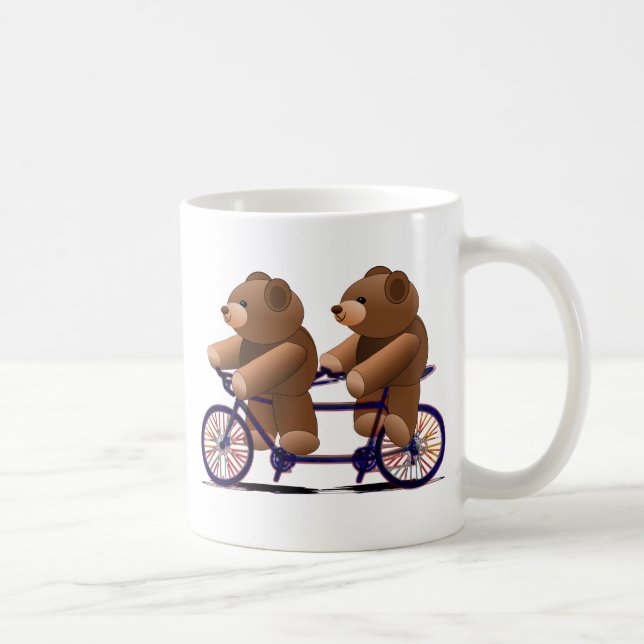 Bicycle Tandem, Teddy Bear Print Coffee Mug (Right)