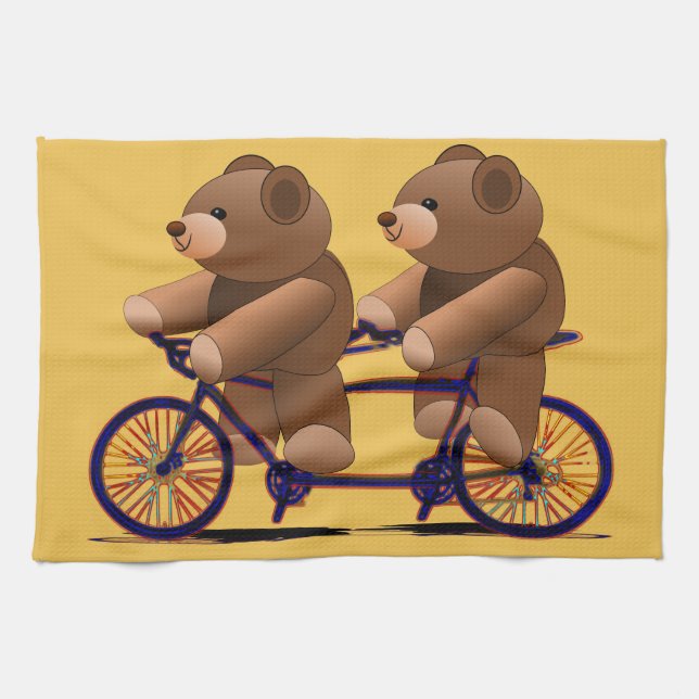 Bicycle Tandem, Teddy Bear Print Towel (Horizontal)