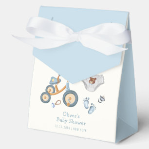 Bicycle Teddy Bear Toys Nursery Boy Baby Shower Favor Boxes