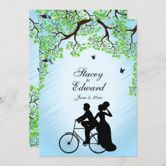 Bicycle Theme Wedding Invitation Blue