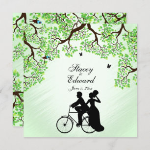 Bicycle Theme Wedding Invitation Mint