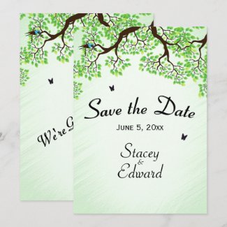 Bicycle Theme Wedding Invitation Mint