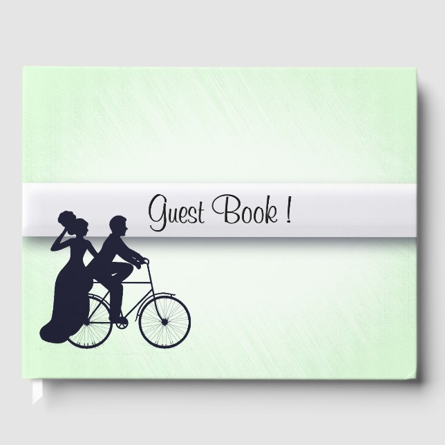 Bicycle Theme Wedding Invitation Mint Guest Book (Front)