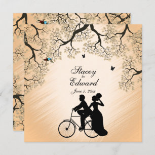 Bicycle Theme Wedding Invitation Sunset