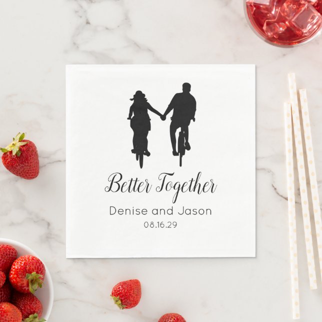 Bicycle Themed Better Together Wedding Napkins (Insitu)