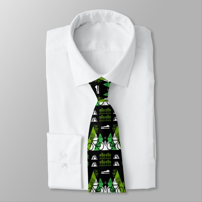 Bicycle-Themed Present Print Neck Tie (Tied)