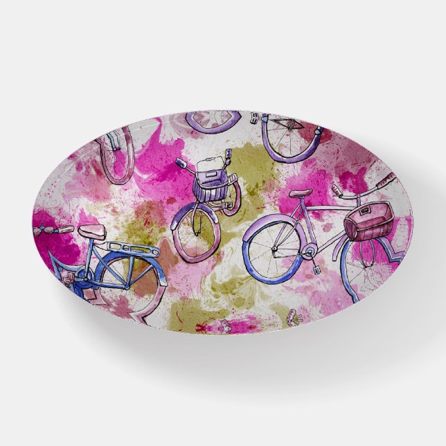Bicycle Tie Dye Hot Pink Design Paperweight (Front)