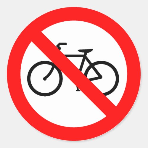 Bicycle Traffic Prohibited Highway Sign Classic Round Sticker