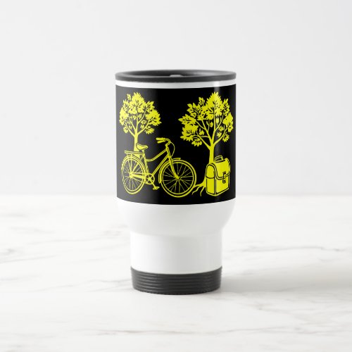 Bicycle Tree and Classic School Bag  Travel Mug