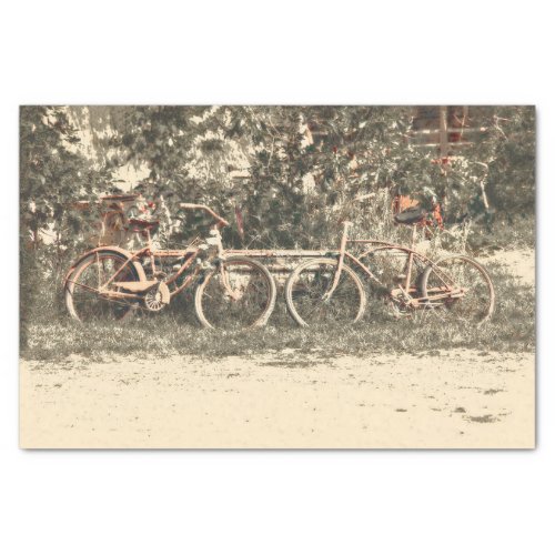Bicycle Vintage Antique Old Red Beige Rustic Tissue Paper