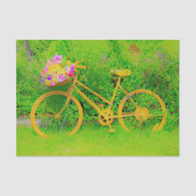 Bicycle Vintage Country Yellow Green Rustic Tissue Paper (Front)