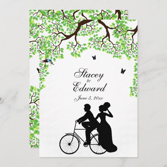  Bicycle Wedding Invitation  (Front/Back)