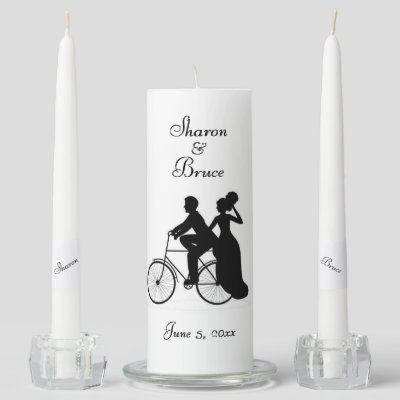 Bicycle Wedding Two Become One Unity Candle Set