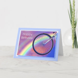 Bicycle Wheel and Rainbow Birthday Card