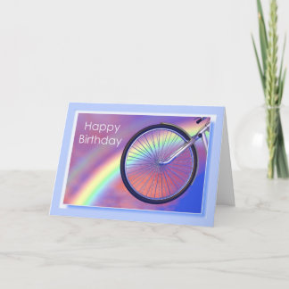 Bicycle Wheel and Rainbow Birthday Card
