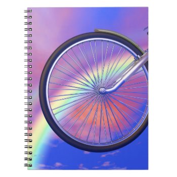 Bicycle Wheel And Rainbow Notebook by Peerdrops at Zazzle