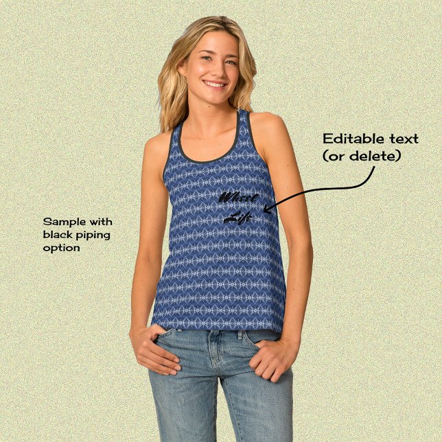Bicycle wheel blue pattern custom text caption tank top (Creator Uploaded)