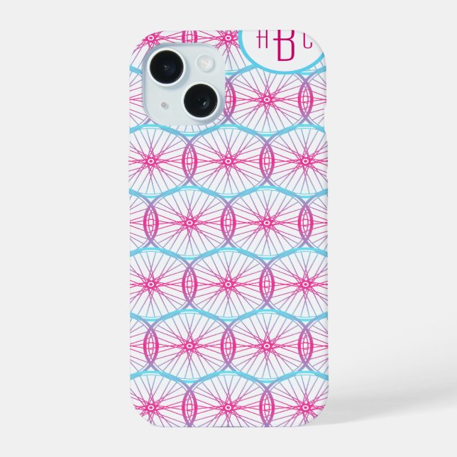 Bicycle wheel pretty pattern add initials iphone case (Back)
