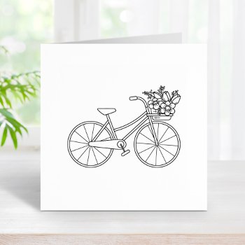 Bicycle With A Flower Basket 2 Rubber Stamp by Chibibi at Zazzle