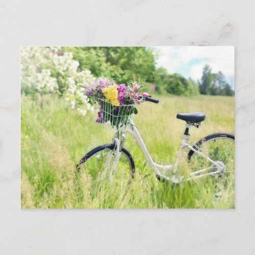 Bicycle with a flowers postcard