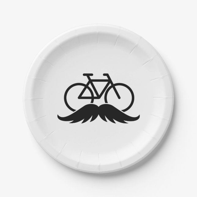 Bicycle with a mustache for mamil. Fat or raccycle Paper Plates (Front)