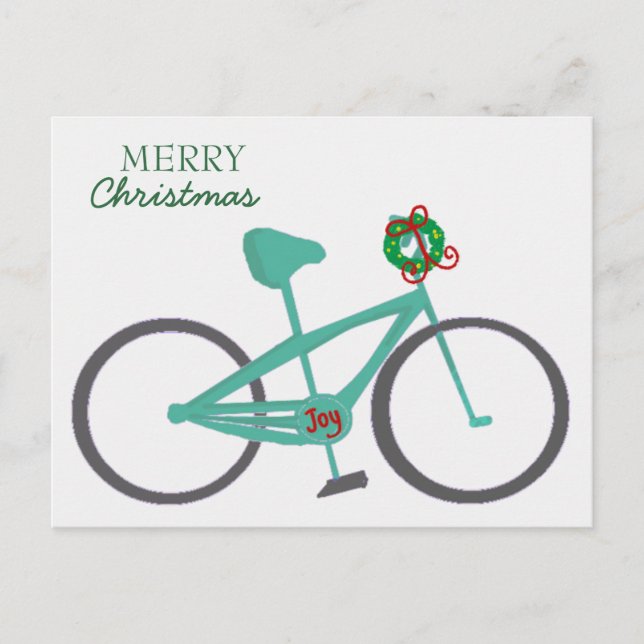 Bicycle With A Wreath Holiday Postcard (Front)