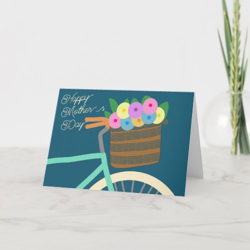 Bicycle with Basket of Flowers Mothers Day Card