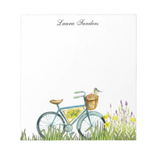 Bicycle With Basket Of Flowers Notepad