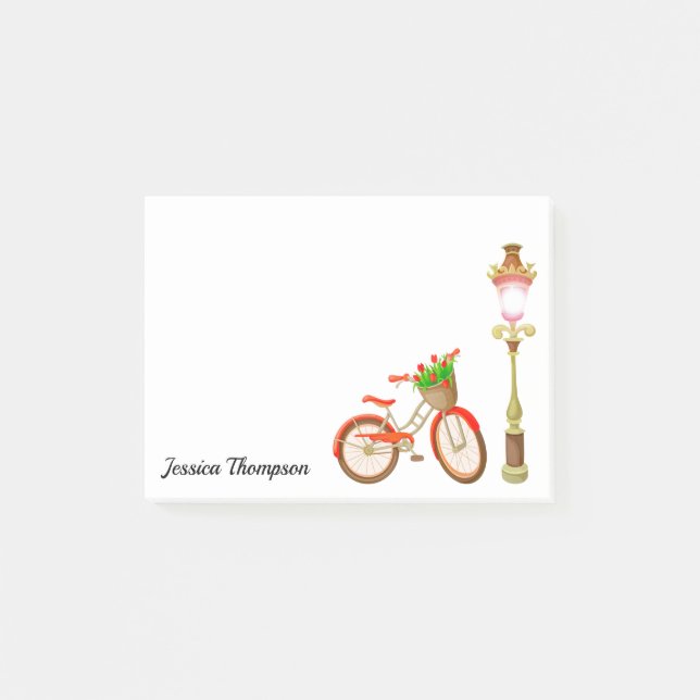 Bicycle With Basket Of Flowers Notes (Front)