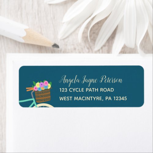 Bicycle with Basket of Flowers Return Address Label