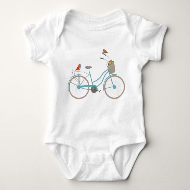 Bicycle with Birds Baby Bodysuit (Front)