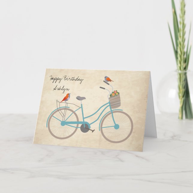 Bicycle with Birds Birthday Card (Front)