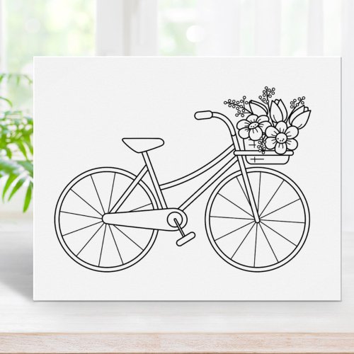 Bicycle with Flower Basket Coloring Page Poster