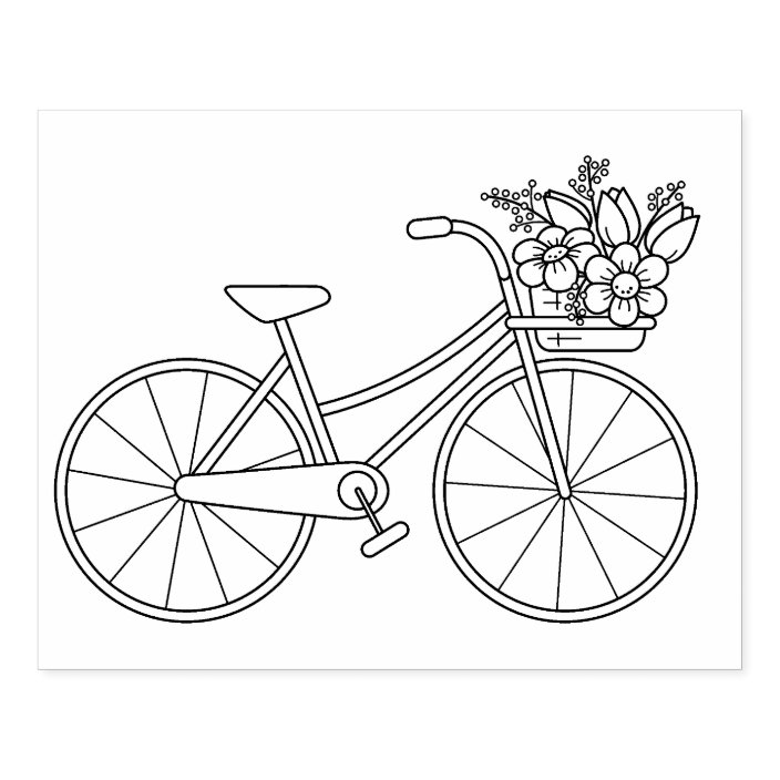 Bicycle With Flower Basket Coloring Page Rubber Stamp Zazzle Com Download 330+ royalty free easter basket line drawing vector images. bicycle with flower basket coloring page rubber stamp zazzle com