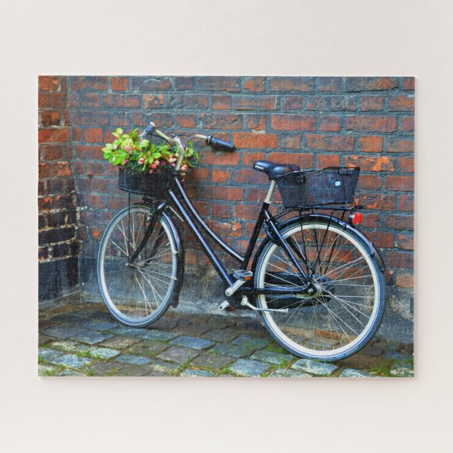 Bicycle With Flower Basket, Copenhagen, Denmark Jigsaw Puzzle (Horizontal)