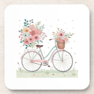 Bicycle With Flowers Beverage Coaster