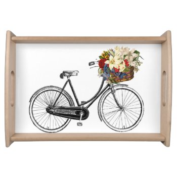 Bicycle With Flowers Tray by Lighthouse_Route at Zazzle