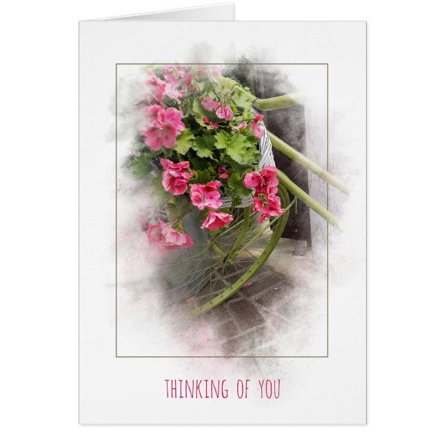 bicycle with geraniums thinking of you cards (Front)
