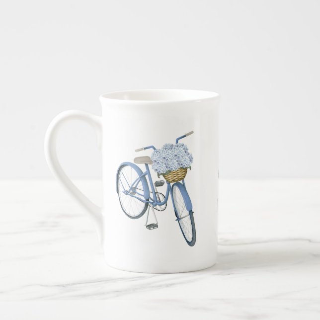 Bicycle with Hydrangea Basket Flower Lover Bone China Mug (Left)